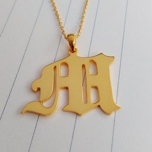 Old English Necklace Gold,Personalized Initals Monogrammed Necklace,Single Initial Necklace,A-Z Letter Necklace,Custom Personalized Gift