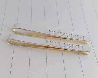 Groom Gift from Bride tie clip,Personalized tie clip,Roman Numeral Tie Clip,Father of the Bride Tie Clip,Boss Gift Ideas,Father's Day Gift
