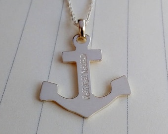 Personalized Nautical Charm Necklace,Coordinate Anchor Necklace,Latitude Longitude Anchor Necklace,Custom Anchor Necklace,Christmas Gift
