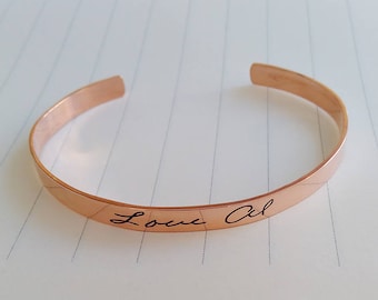 Handwriting Cuff Bracelet Rose Gold,Signature Cuff Bangle,Personalized Open Cuff Bracelet,Handwritten Bracelet,Christmas Gift,Christmas Gift