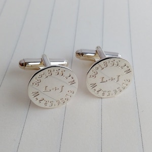 Personalized Wedding Cufflinks,Coordinates And Initial Cufflinks,Latitude Longitude Cufflinks,Engraved Coordinates Cufflinks for Groom