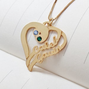 Heart Birthstone Name Necklace,Birthstone Heart Necklace,Heart Name Necklace,Grandma Birthstone Necklace,Heart Jewelry,Birthstone Gift