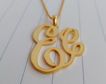 2 Initial Monogram Necklace,Personalized Monogram Necklace,Gold Monogram Necklace,Personalized Monogram Necklace,Custom Jewelry