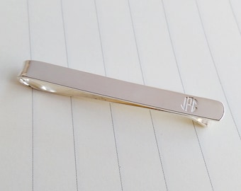 Monogram Tie Clip,monogram Tie Tack,Custom Groomsmen Tie Clip,Personalized Wedding tie clip For Groom,Engraved Tie Clip,Father's Day Gift