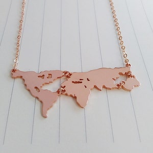 Mutter Erde Halskette, personalisierte Weltkarte Halskette, Rosegold Erde Halskette, Erde Tag Geschenk, Land Halskette, Reise Halskette, besonderes Geschenk