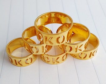 Wedding Ring Modern Letters Gold,Personalized Band Ring,Monogram Ring,Any Initial Ring,3 Initial Monogram Ring,Engraved Ring,Christmas Gift