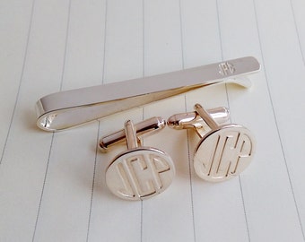Monogramm Manschettenknöpfe und Krawattenklammer, Mix und Match Krawattenklammer und Manschettenknöpfe, personalisierte Hochzeit Krawattenklammer und Manschettenknöpfe, Bräutigam Geschenk von der Braut