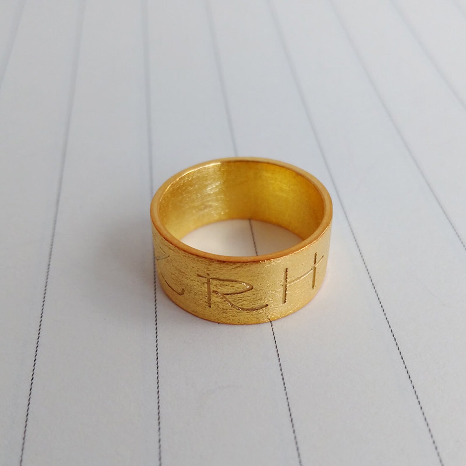Gold Brushed Ringpersonalized Monogram Initials Ringcustom Etsy