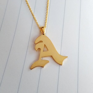 Gold Old English Necklace,Personalized Initals Monogrammed Necklace,Single Initial Necklace,A-Z Letter Necklace,Custom Personalized Gift