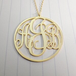 Gold Monogram Necklace,3 Initial Monogram Necklace,2&quot; inch Personalized Monogram Necklace,Monogrammed Gifts