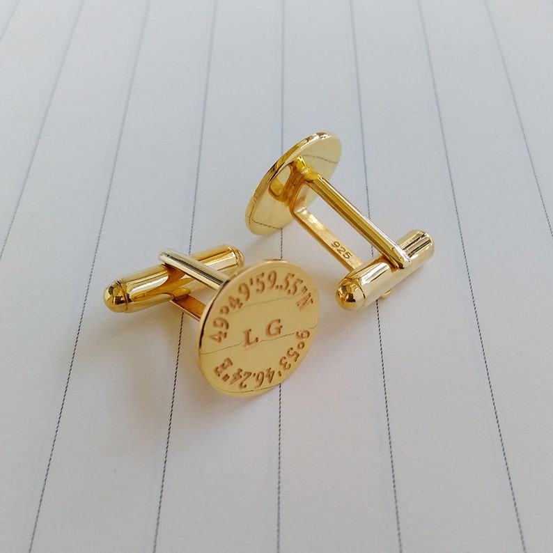 Wedding Coordinate Cufflinks,Personalized Latitude longitude Cufflinks Gold Engraved Cufflinks,Engraved Coordinate Cufflinks for Groom