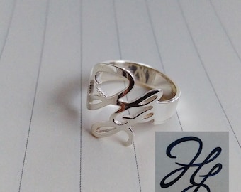 Personalized Calligraphy Ring,Silver Handwritting Ring,Signature Ring Silver,Gold Signature Ring,Custom Gift For Mom,Christmas Gift