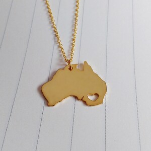Australien Halskette, Gold Australien Charme Halskette, Australien Stadt Halskette, Australien Karte Halskette, Zustand geformt Halskette mit einem Herz