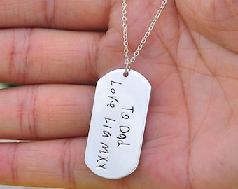 Personalized Name Dog Tag Necklace,Coordinate Dog Tag Necklace,Roman Numeral Dog Tag Necklace,ID Engraving Don Tag Necklace,Fathers Day Gift