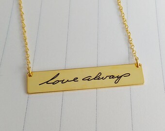 Handwritting Bar Necklace and Key Chain,Specific Bar Necklace,Signature Bar Necklace,Engraved Bar Name Necklace,Handwritting Necklace