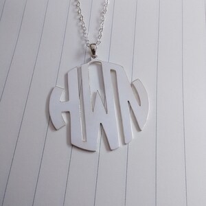Circle Monogram Necklace,Silver Monogram Necklace,3 Initial Monogram Necklace,1.75&quot; inch Personalized Monogram Necklace,Monogrammed Gifts