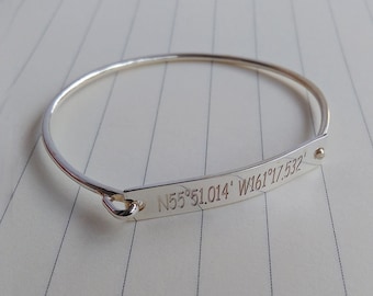 Coordinates Bar Bracelet,Personalized Bar Bracelet,Engraved Bar Bracelet,Personalized Bridesmaid,Personalized Bracelet,Christmas Gift