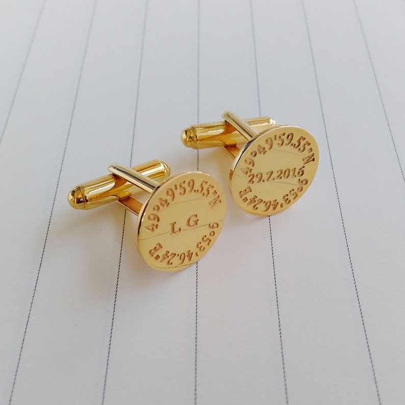 Wedding Coordinate Cufflinks,Personalized Latitude longitude Cufflinks Gold Engraved Cufflinks,Engraved Coordinate Cufflinks for Groom