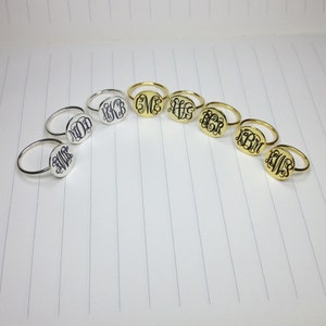 Jeder Anfangsring, Silber Monogramm Ring, personalisierte Monogramm Ring, 3 Anfangsmonogramm Ring, Weihnachtsgeschenk