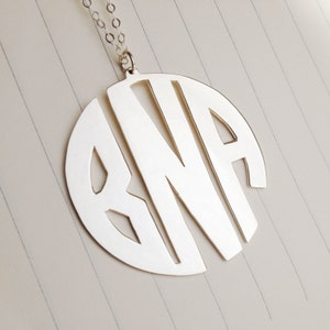 Silver Monogram Necklace,3 Initial Monogram Necklace,1.75&quot; inch Personalized Monogram Necklace,Monogrammed Gifts