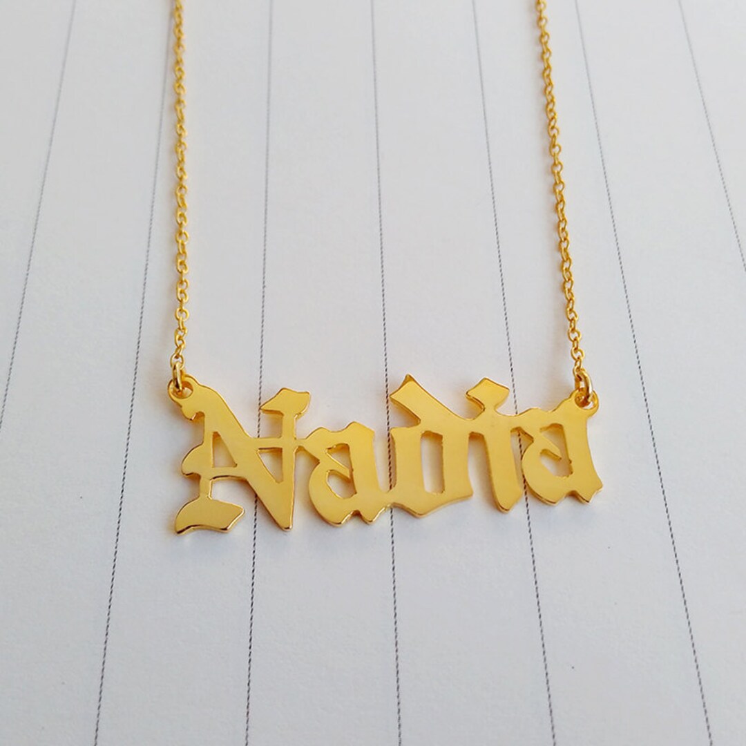 Old English Necklace,personalize Old English Name Necklace,old English Necklace Gold,custom Name
