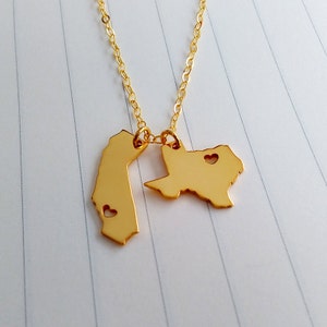 Beste Freundschaft Halskette, Fern Liebe Halskette, zwei Staaten Halskette, Doppel Zustand Halskette, bester Freund Geschenk, Heimatstadt Zustand Schmuck