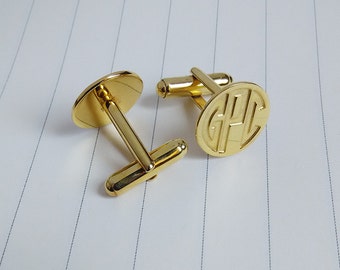 Gegraveerde Monogram Manchetknopen, Gouden Monogram Manchetknopen, Bruidegom Huwelijkscadeau, Bruiloft Manchetknopen, Cadeau voor Vaderdag