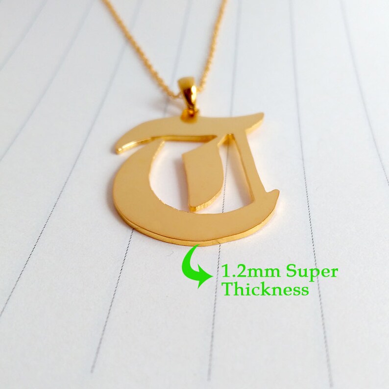 Gold Old English Necklace,Personalized Initals Monogrammed Necklace,Single Initial Necklace,A-Z Letter Necklace,Custom Personalized Gift