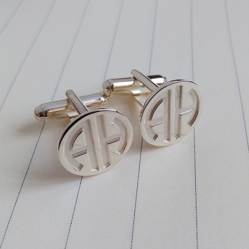 Personalized Cufflinks,Wedding Cufflinks,Two Letter Monogram Cufflinks,Groom Cufflinks,Engraved Cufflinks,Groom Gift from Bride image 1