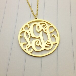1.25&quot; inch Personalized Monogram Necklace,Gold Monogram Necklace,Monogrammed Gifts,3 Initial Monogram Necklace