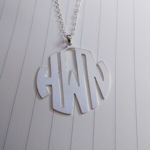 3 Initial Monogram Necklace,Silver Monogram Necklace,1&quot; inch Personalized Monogram Necklace,Monogrammed Gifts,Christmas Gift