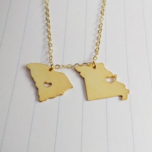 Any two states Necklace,Double State Necklace,Long Distance Love Necklace,Best Friendship Necklace,Best Friend Gift,Hometown State Jewelry