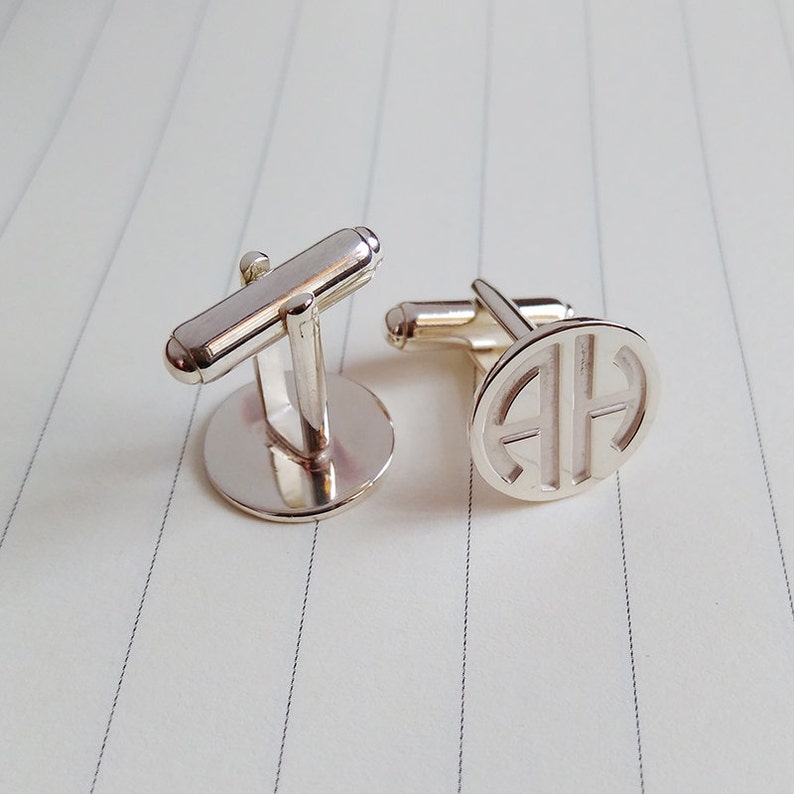 Personalized Cufflinks,Wedding Cufflinks,Two Letter Monogram Cufflinks,Groom Cufflinks,Engraved Cufflinks,Groom Gift from Bride image 3