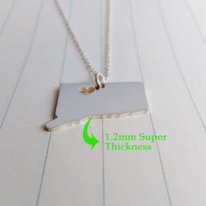 Connecticut State Charm Necklace,CT State Charm Necklace,Connecticut State Necklace,CT State Necklace,State Shaped Necklace  With A Heart