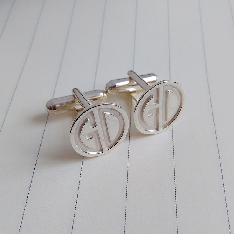 Two Letter Monogram Cufflinks,Wedding Cufflinks,Groom Cufflinks,Personalized Cufflinks,Engraved Cufflinks,Groom Gift from Bride image 1