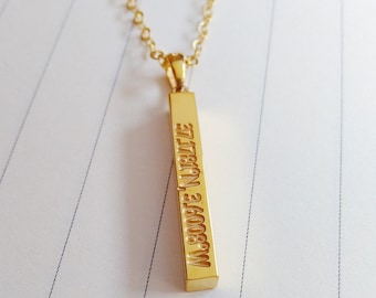 Gold Bar Necklace,Long Gold Coordinate Necklace,Vertical Bar Necklace,Sterling Silver Name Bar Necklace ,Engraved Bar Necklace