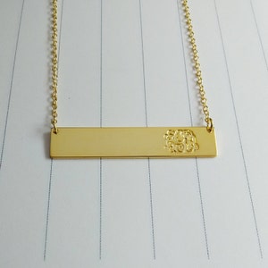 Monogram Bar Necklace,Gold Initial Bar Necklace,Personalized Bar Necklace,Engraved Bar Necklace,Custom Bar Necklace,Christmas Jewelry