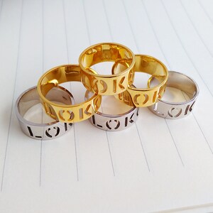 Personalized Spray Paint Ring,Modern Letters Ring,Gold Band Ring,Any Initial Ring,3 Initial Monogram Ring,Engraved Ring,Christmas Gift