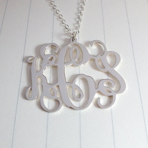 1.25&quot; inch Personalized Monogram Necklace,Silver Monogram Necklace,Monogrammed Gifts,3 Initial Monogram Necklace