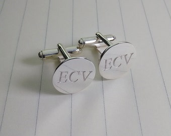 Silver Engraved Cufflinks,Wedding Cufflinks,Silver Men CuffLinks,Personalised Cufflinks,Groom Wedding Gift,Gift for Fathers Day