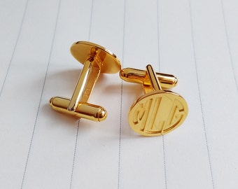 Gold Wedding Cufflinks,Gold Men CuffLinks,Groom Wedding Gift,Personalized Cufflinks,Engraved Monogram CuffLinks,Gift for Fathers Day