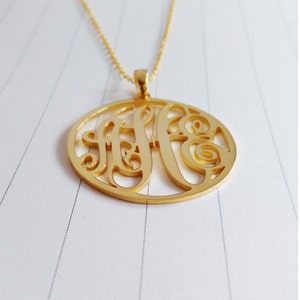 Personalized Monogram Necklace,Gold Monogram Necklace,3 Initial Monogram Necklace,2&quot; inch Monogrammed Gifts,Custom Jewelry