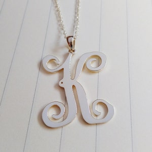 Silver initial Necklace,Single Initial Necklace,One Letter Personalized Initals Monogrammed Necklace,Personalized Initial Necklace