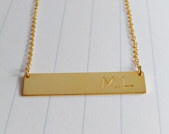 Gold Bar Necklace,Personalised Bar Necklace,Coordinate Necklace,Roman Numeral Bar Necklace,Horizontal Bar Jewelry,Custom Bar Necklace