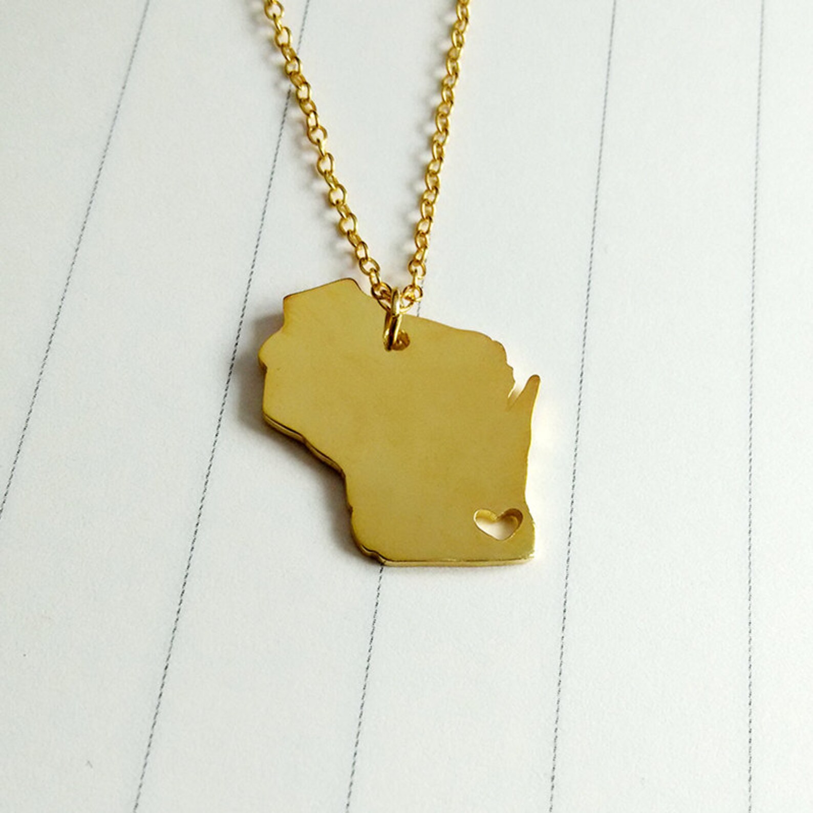 Wisconsin State Charm Necklacesilver Wisconsin State Etsy