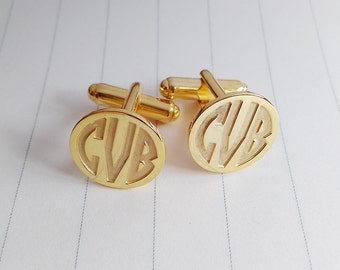 Groom Wedding Cufflinks,Personalized Cufflinks,Engraved Monogram CuffLinks,Gold Men CuffLinks,Wedding Cufflinks,Gift for Fathers Day