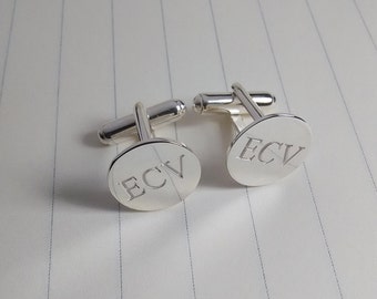 Boutons de manchette gravés en argent, Boutons de manchette mariage, Boutons de manchette homme en argent, Cadeau de mariage pour le marié, Boutons de manchette monogramme gravé, Cadeau pour la fête des pères