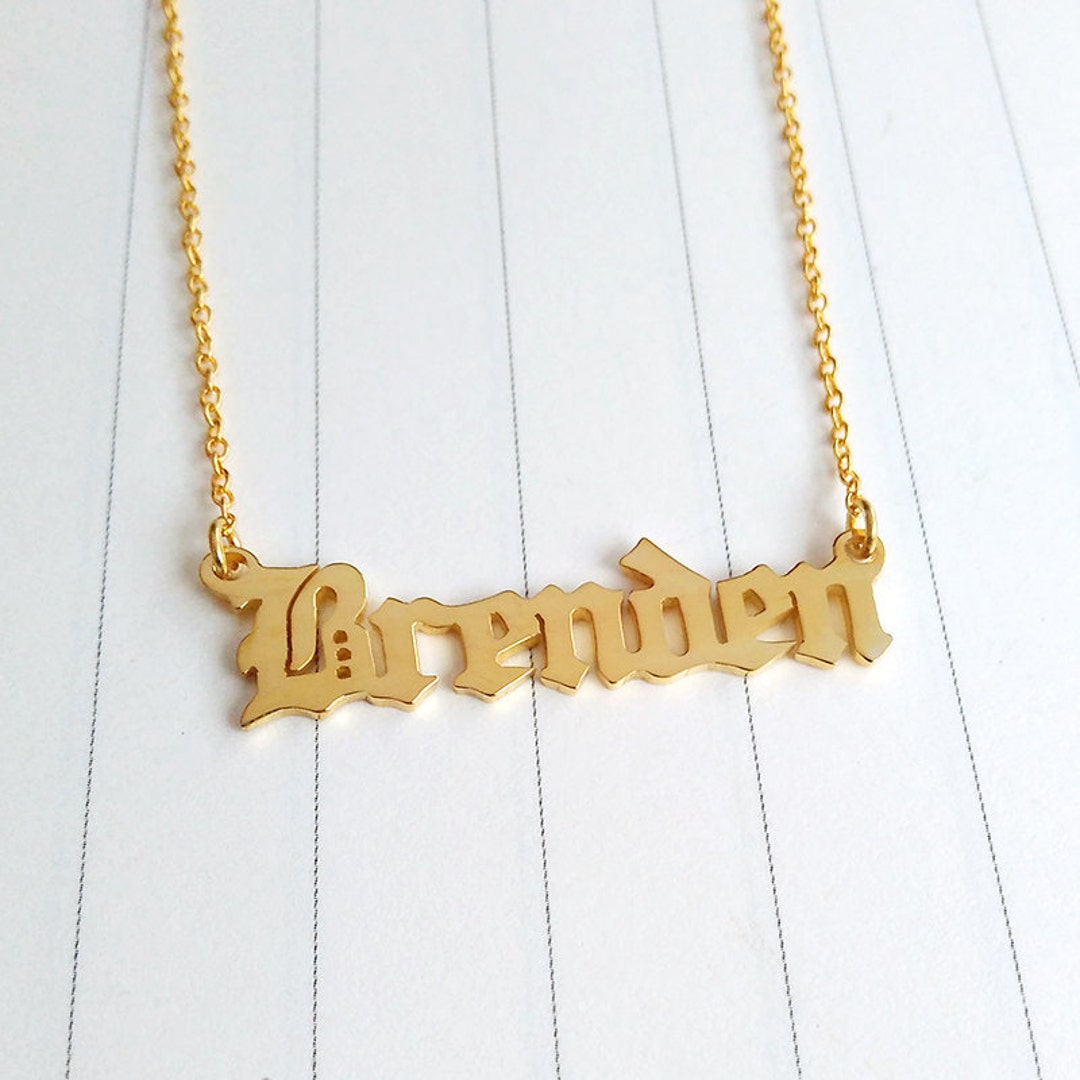 Old English Necklaceold English Necklace Goldcustom Name Etsy