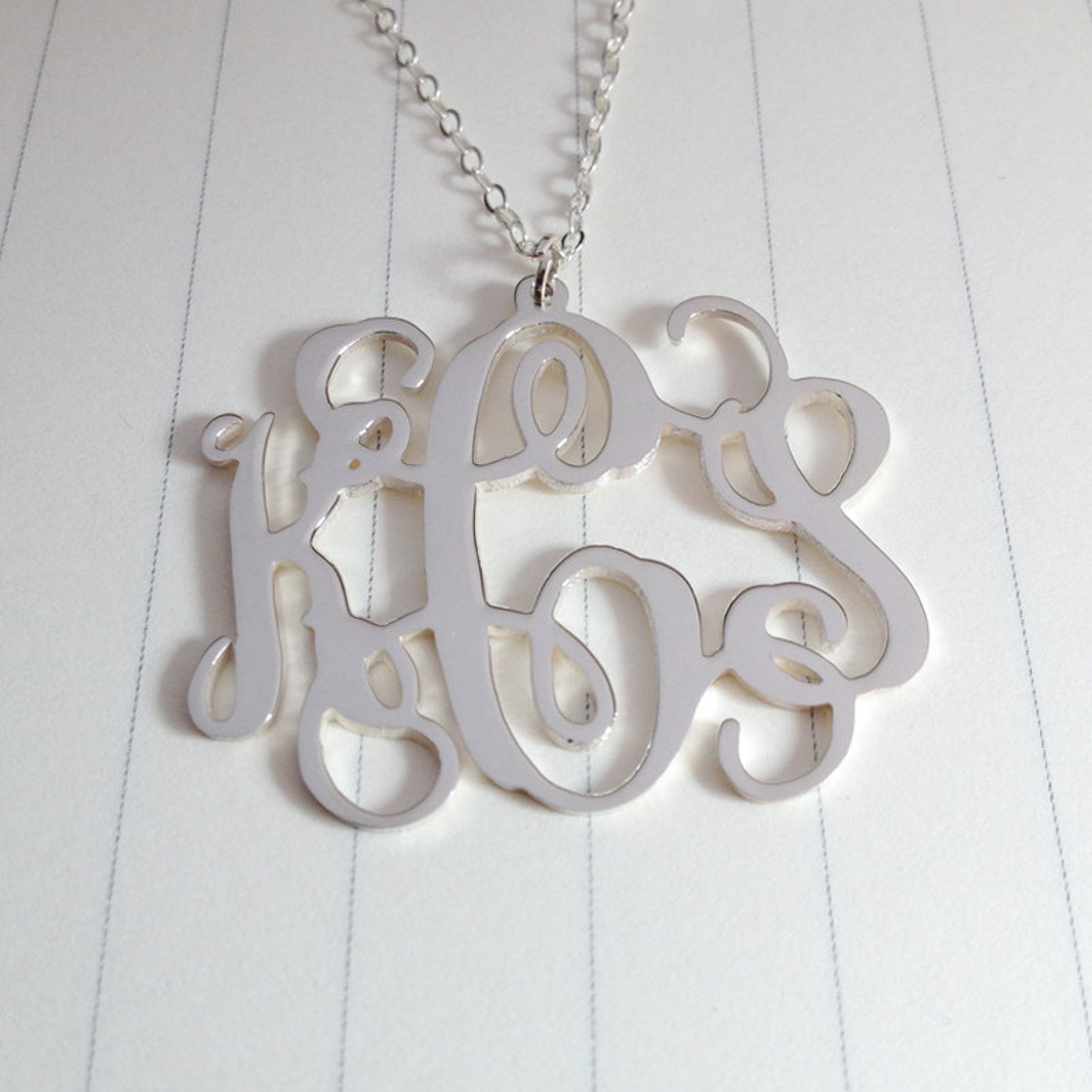 Monogrammed Gifts,silver Monogram Necklace,1.5