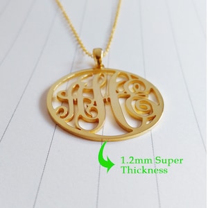1.5&quot; inch Personalized Monogram Necklace,Monogrammed Gifts,Gold Monogram Necklace,3 Initial Monogram Necklace,Custom Initial Jewelry